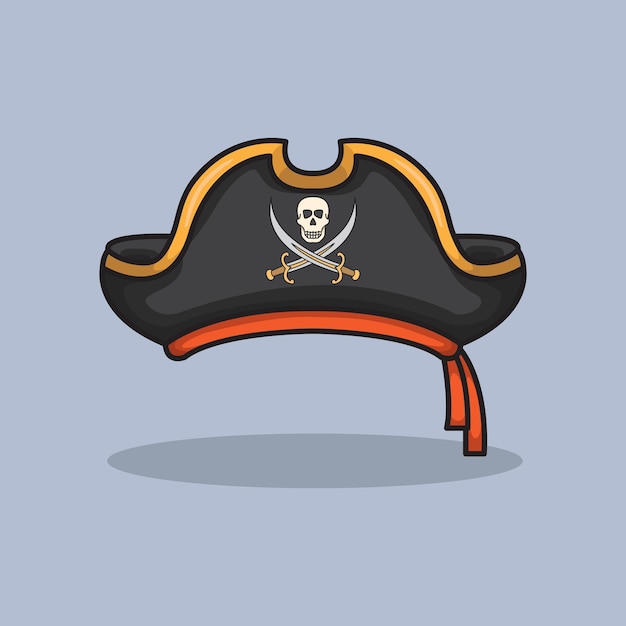 Ilustración vectorial sombrero de la calavera del pirata diseño vectorial del sombrero del pirata del cráneo del océano sombrero pirata