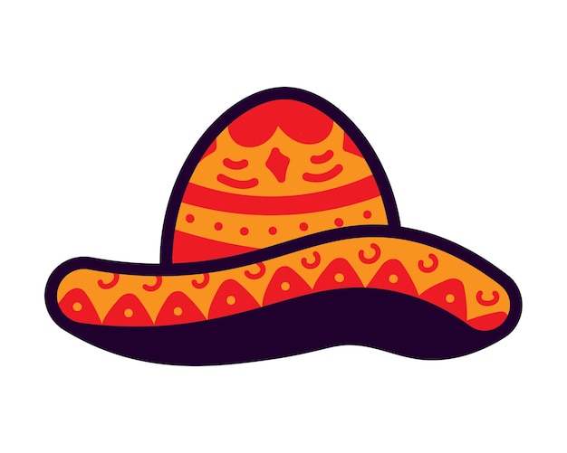 Vector ilustración vectorial de sombrero mexicano dibujado a mano