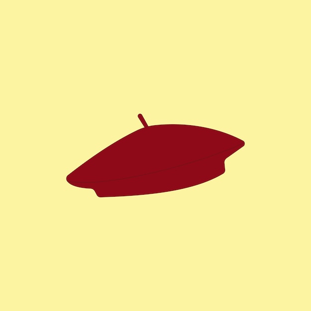 Ilustración vectorial de sombrero rojo sobre fondo amarillo