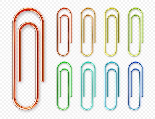 Ilustración vectorial del soporte de la página de fondo a cuadros con clips de papel metálico de colores realistas