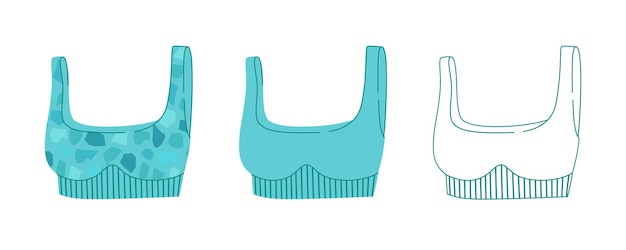 Ilustración vectorial de sostén de mujer deportiva Diseño plano de moda de crop top Para pegatinas y plantillas de diseño de productos deportivos