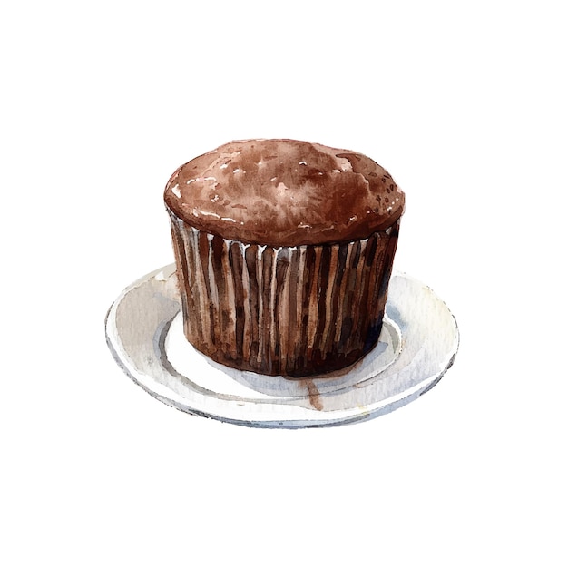 Ilustración vectorial de souffle de chocolate en estilo acuarela