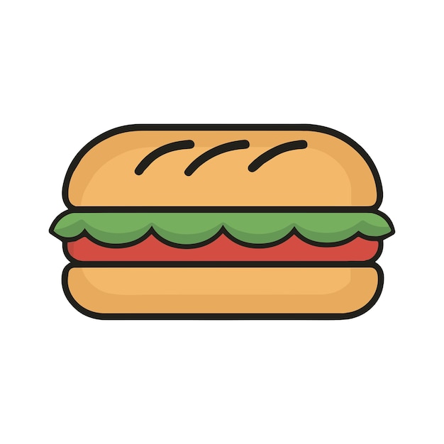 Una ilustración vectorial sub-sandwich de estilo logotipo mínimo