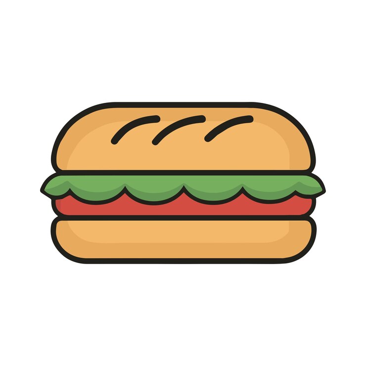 Una ilustración vectorial sub-sandwich de estilo logotipo mínimo