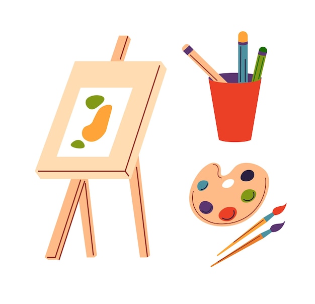 Una ilustración vectorial de suministros de arte