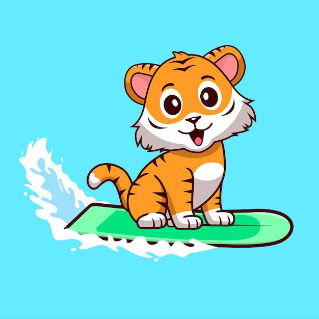 Ilustración vectorial de surf de tigre muy bonita