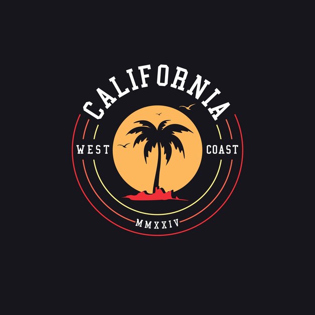 Ilustración vectorial surfingCalifornia soñando tipografía camiseta cartel gráfico