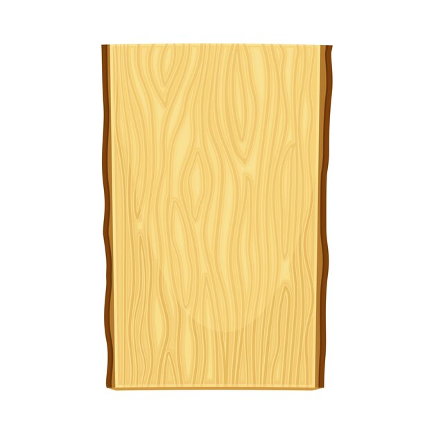 Ilustración vectorial de tabla o tabla de madera rectangular como madera aserrada
