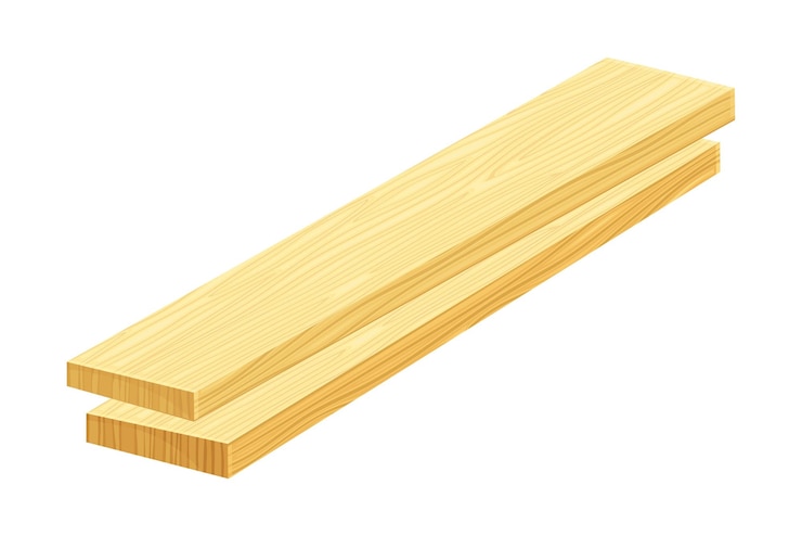 Vector ilustración vectorial de tabla o tabla de madera rectangular como madera aserrada