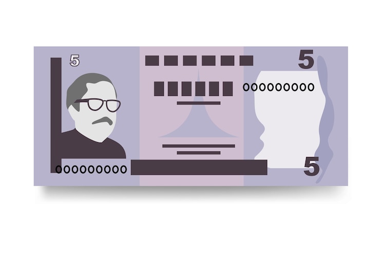 Vector ilustración vectorial taka de bangladesh juego de dinero de bangladesh paquete de billetes papel moneda 5 bdt