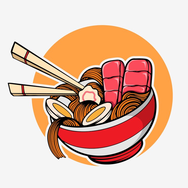 Vector ilustración vectorial de tallarines ramen