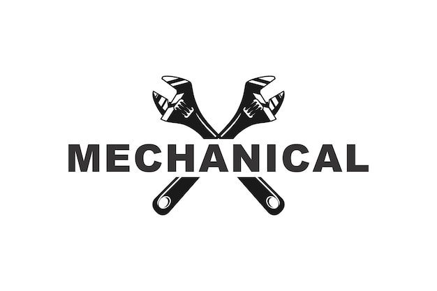 Ilustración vectorial de taller de reparación automática para el diseño del logotipo de la herramienta de llave de llave