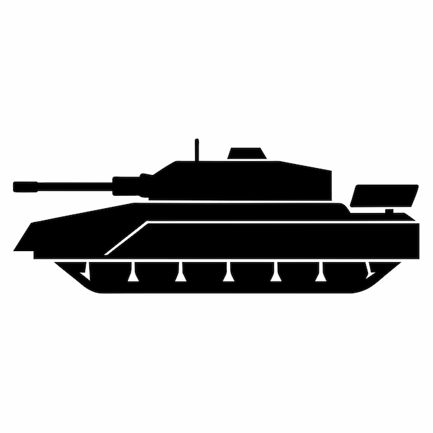 Vector ilustración vectorial de tanques militares silueta vectorial silueta de color negro sólido 10