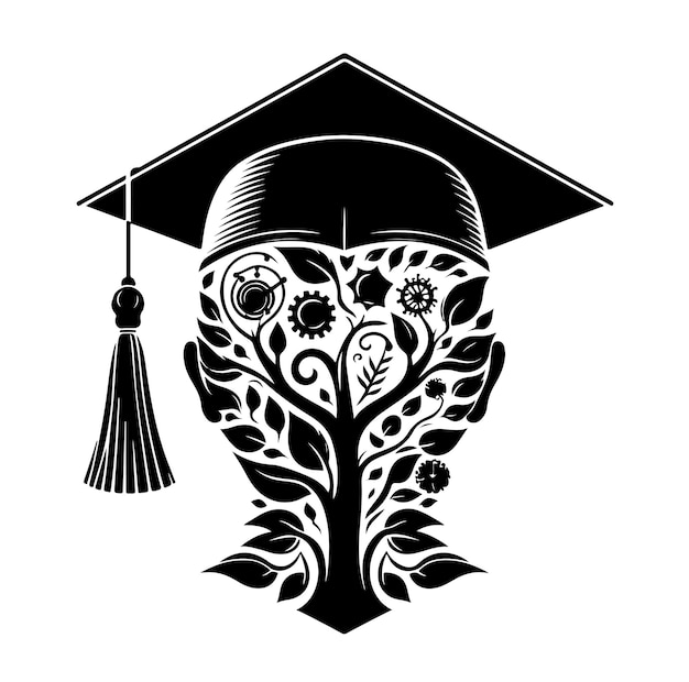 Ilustración vectorial de la tapa de graduación gráficos icono sólido en color negro