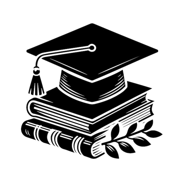 Ilustración vectorial de la tapa de graduación gráficos icono sólido en color negro