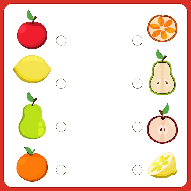 Ilustración vectorial de una tarjeta de felicitación educativa y entretenida para niños con frutas