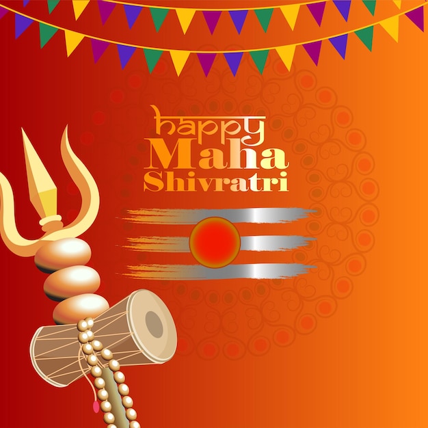 Ilustración vectorial de la tarjeta de felicitación para maha Shivratri Tarjeta de felicitación para el festival hindú