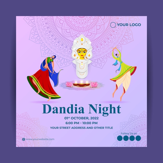 Ilustración vectorial para la tarjeta de invitación de fiesta Dandiya Night