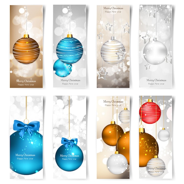 Ilustración vectorial con tarjetas de felicitación de Navidad celebración de año nuevo formato eps