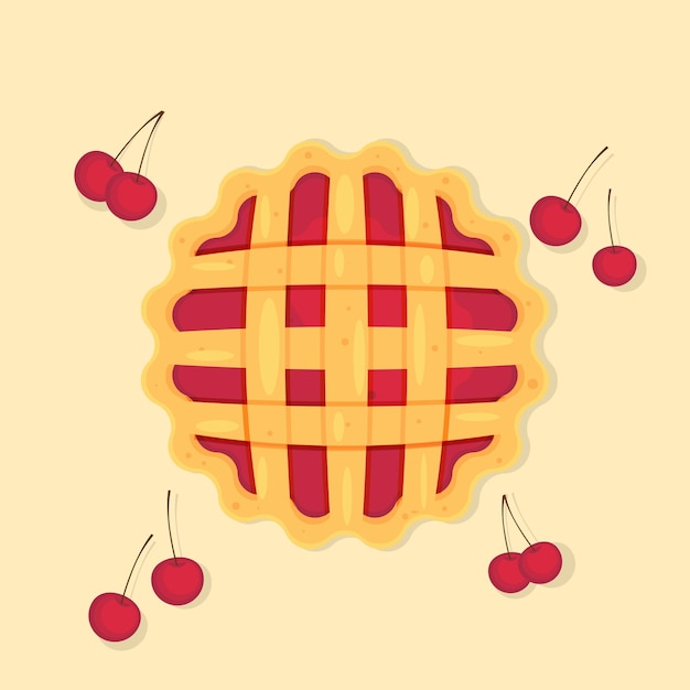 Ilustración vectorial de la tarta de cereza