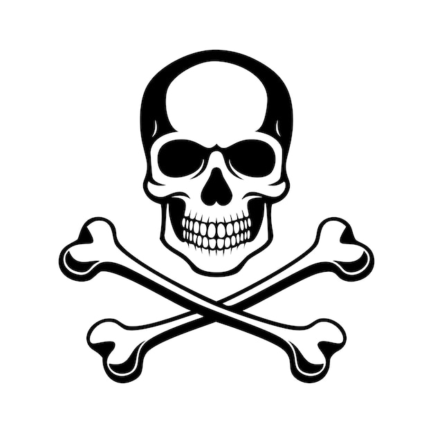 Ilustración vectorial del tatuaje del cráneo y los huesos cruzados