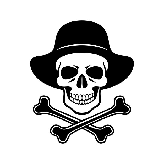 Ilustración vectorial del tatuaje del cráneo y los huesos cruzados