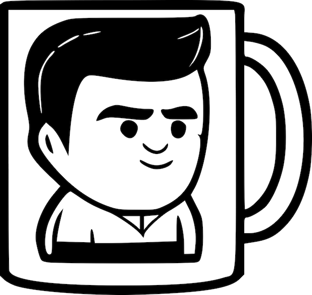 Vector ilustración vectorial de taza en blanco y negro