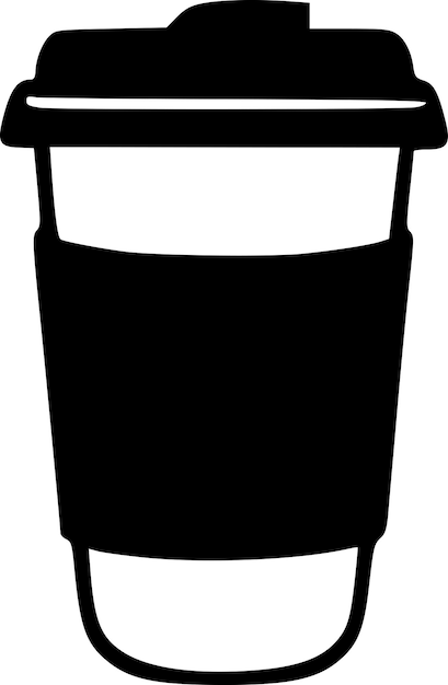 Vector ilustración vectorial de taza de café en blanco y negro