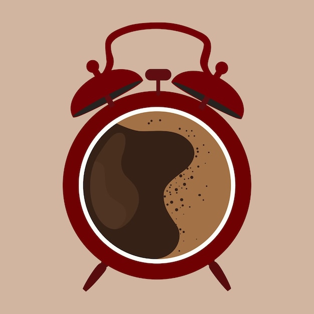 Ilustración vectorial Taza de café dentro del despertador