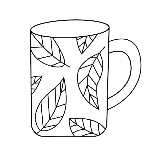 Ilustración vectorial de una taza en estilo doodle aislada sobre fondo blanco