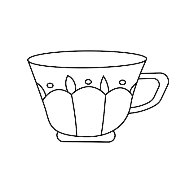 Ilustración vectorial de una taza en estilo doodle aislada sobre un fondo blanco