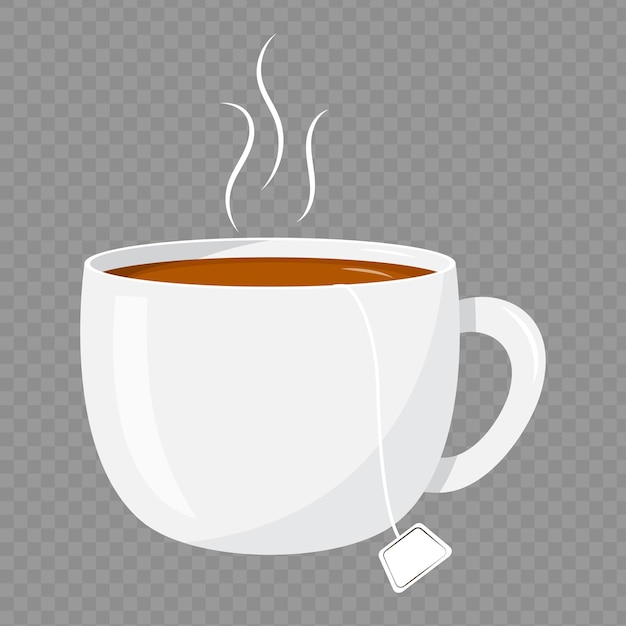 Ilustración vectorial de una taza de té en un fondo transparente
