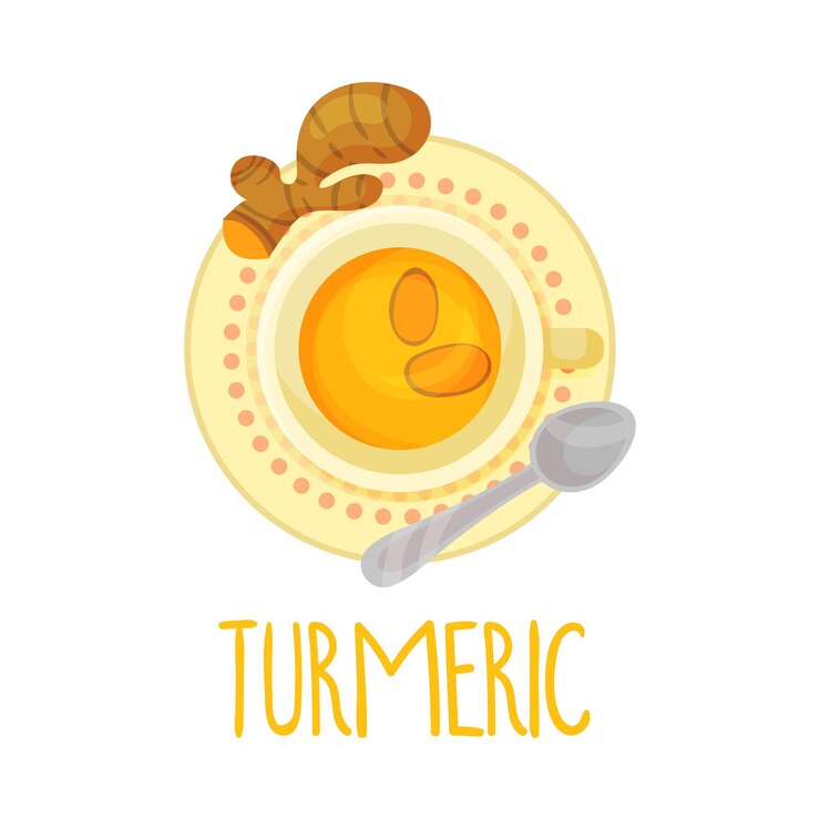 Vector ilustración vectorial del té de cúrcuma vista desde arriba