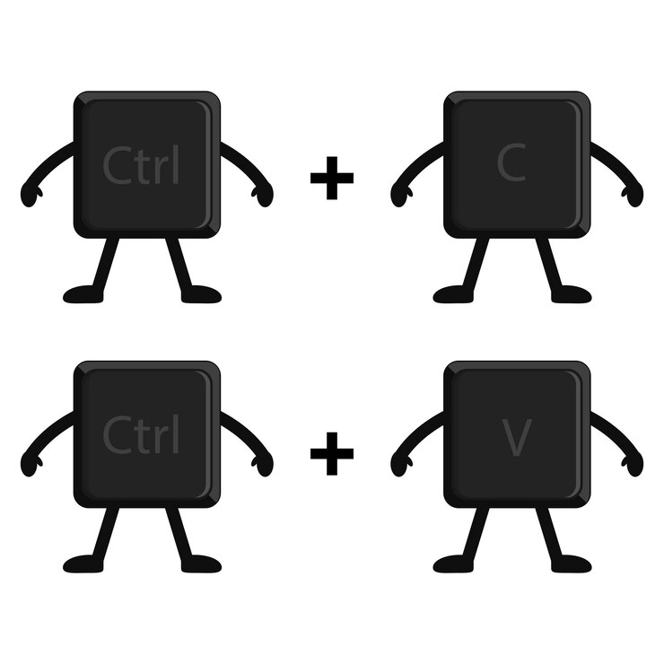 Vector ilustración vectorial del teclado de caracteres de copia y pegado