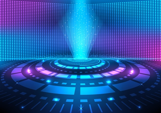 Ilustración vectorial de tecnología abstracta hitech moderno y fondo de gradiente oscuro