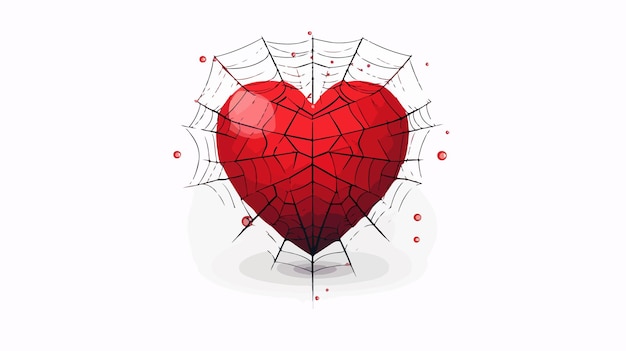 Ilustración vectorial de telarañas en forma de corazón