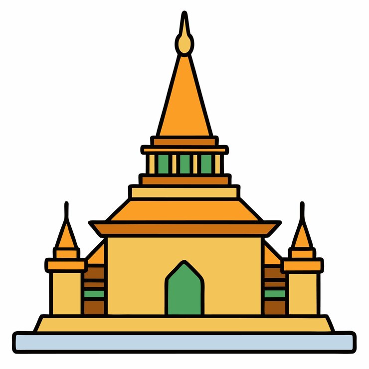 Vector ilustración vectorial del templo theravada ilustración vectoria de un templo
