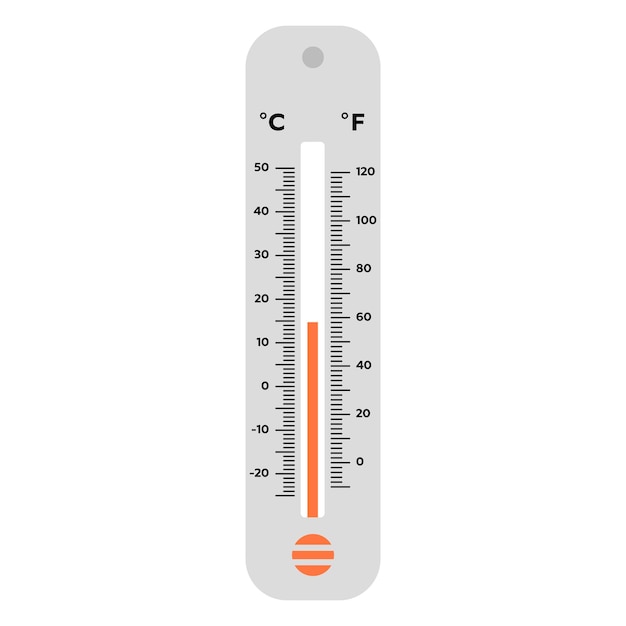 Ilustración vectorial del termómetro Celsius y Fahrenheit en fondo blanco