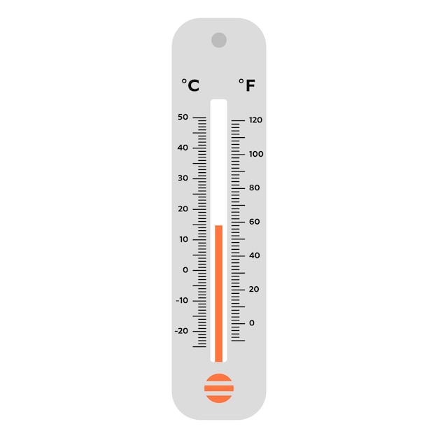 Vector ilustración vectorial del termómetro celsius y fahrenheit en fondo blanco