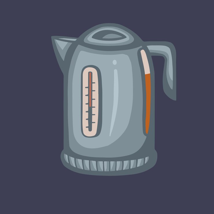 Vector ilustración vectorial de una tetera eléctrica azul conectada para la cocina ilustración vectoria