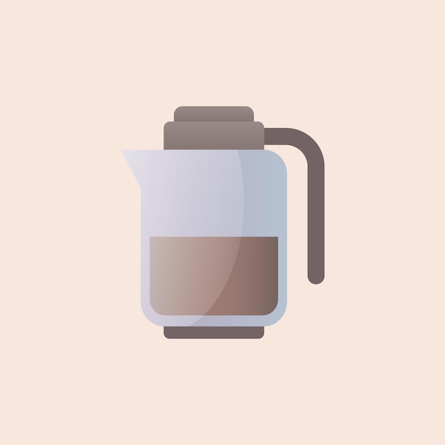 Ilustración vectorial de una tetera para preparar café para los amantes del café, una tetera de vidrio para la tetera de café retro