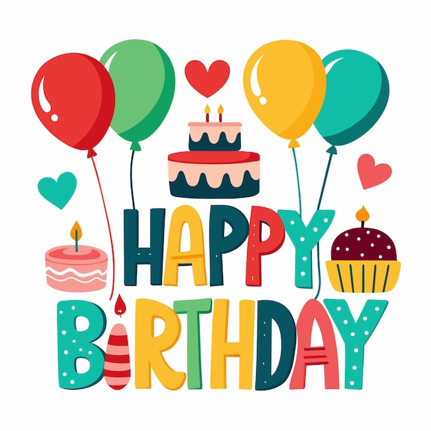 Ilustración vectorial de texto de cumpleaños feliz 38