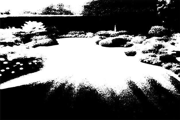 Ilustración vectorial de textura negra del jardín real superposición monocromática de fondo grunge desestresado