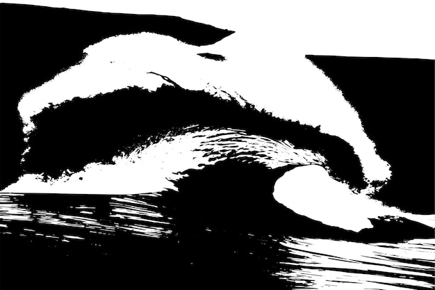 Ilustración vectorial de textura negra de onda de agua textura de onda en blanco y negro