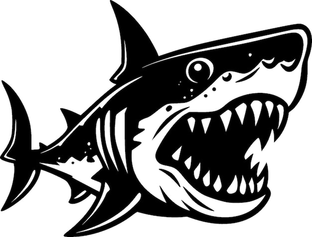 Vector ilustración vectorial de tiburón blanco y negro