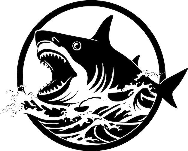 Vector ilustración vectorial de tiburón blanco y negro