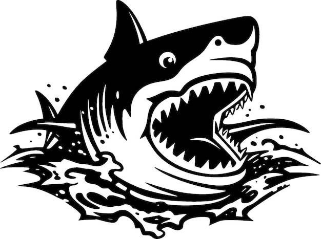 Ilustración vectorial de tiburón blanco y negro