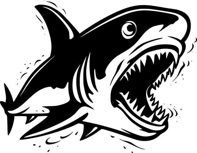 Vector ilustración vectorial de tiburón blanco y negro