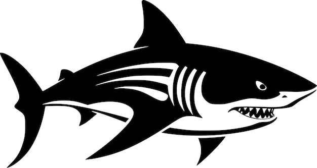 Vector ilustración vectorial de tiburón blanco y negro