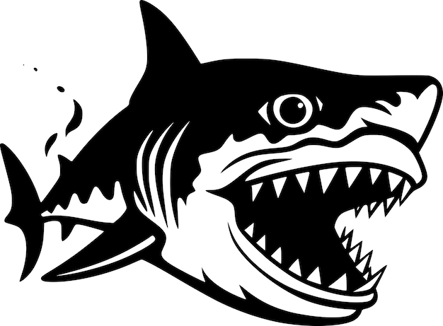 Vector ilustración vectorial de tiburón blanco y negro